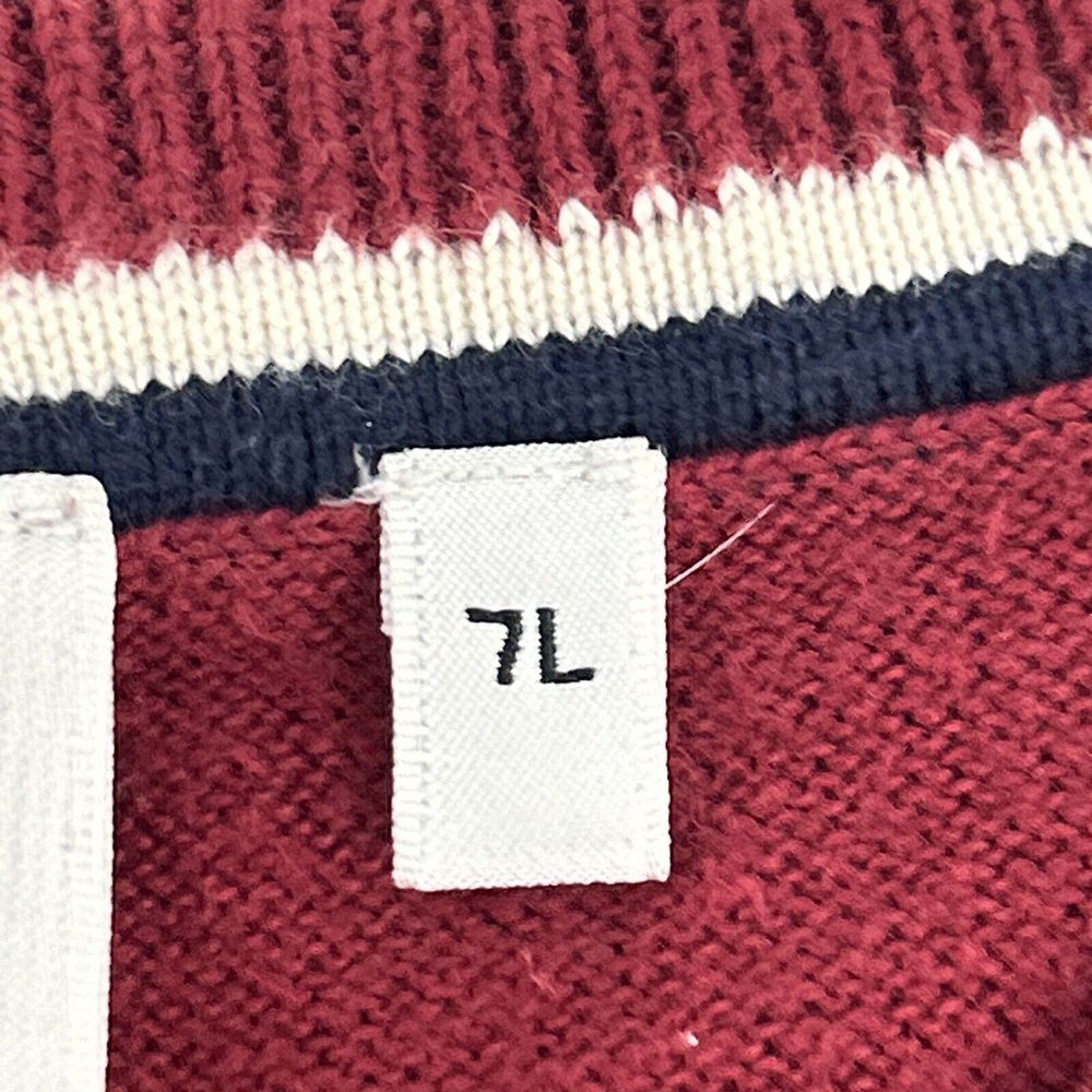 Lacoste Sweater Men's 7 (US 2XL) Maroon Long Sleeve V-Neck Pullover 100% Cotton - Picture 4 of 10
